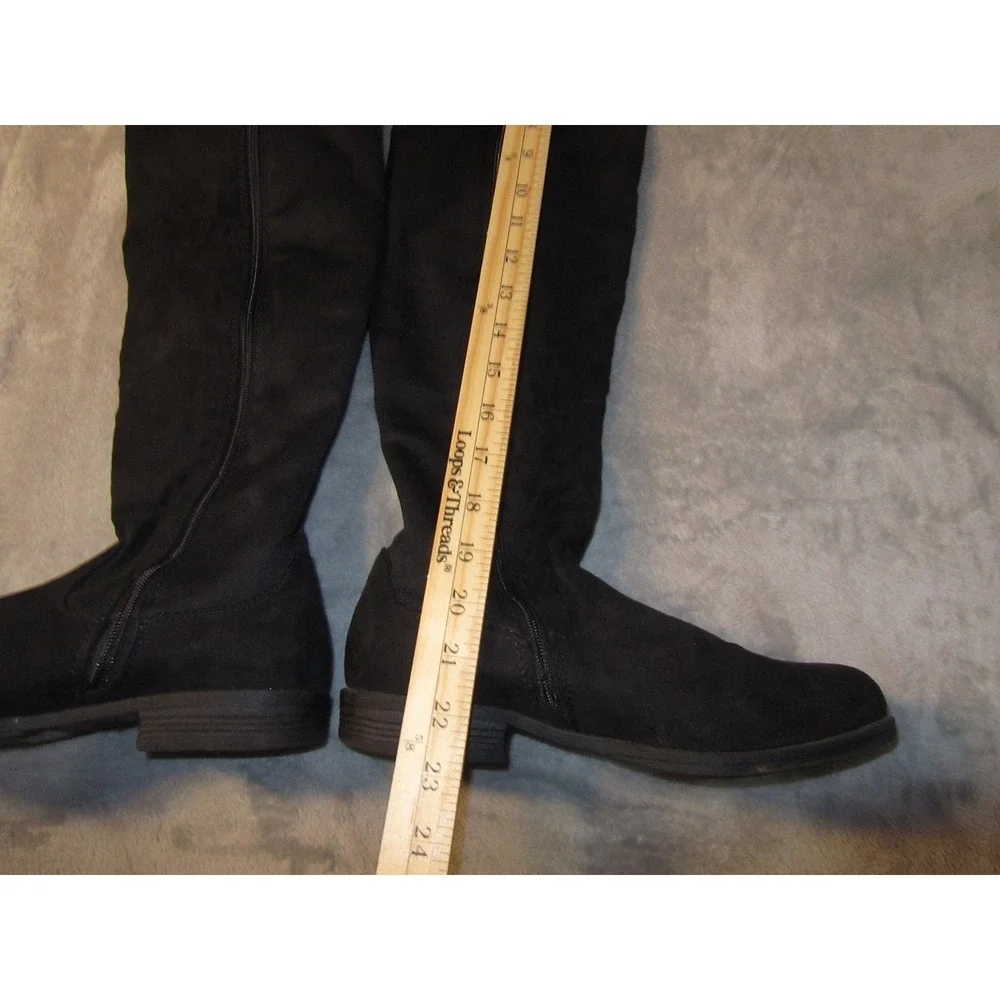 Rouge Helium Womens Black Faux Suede Studded Over The‎ Knee Boots Size 8 38 Lowl